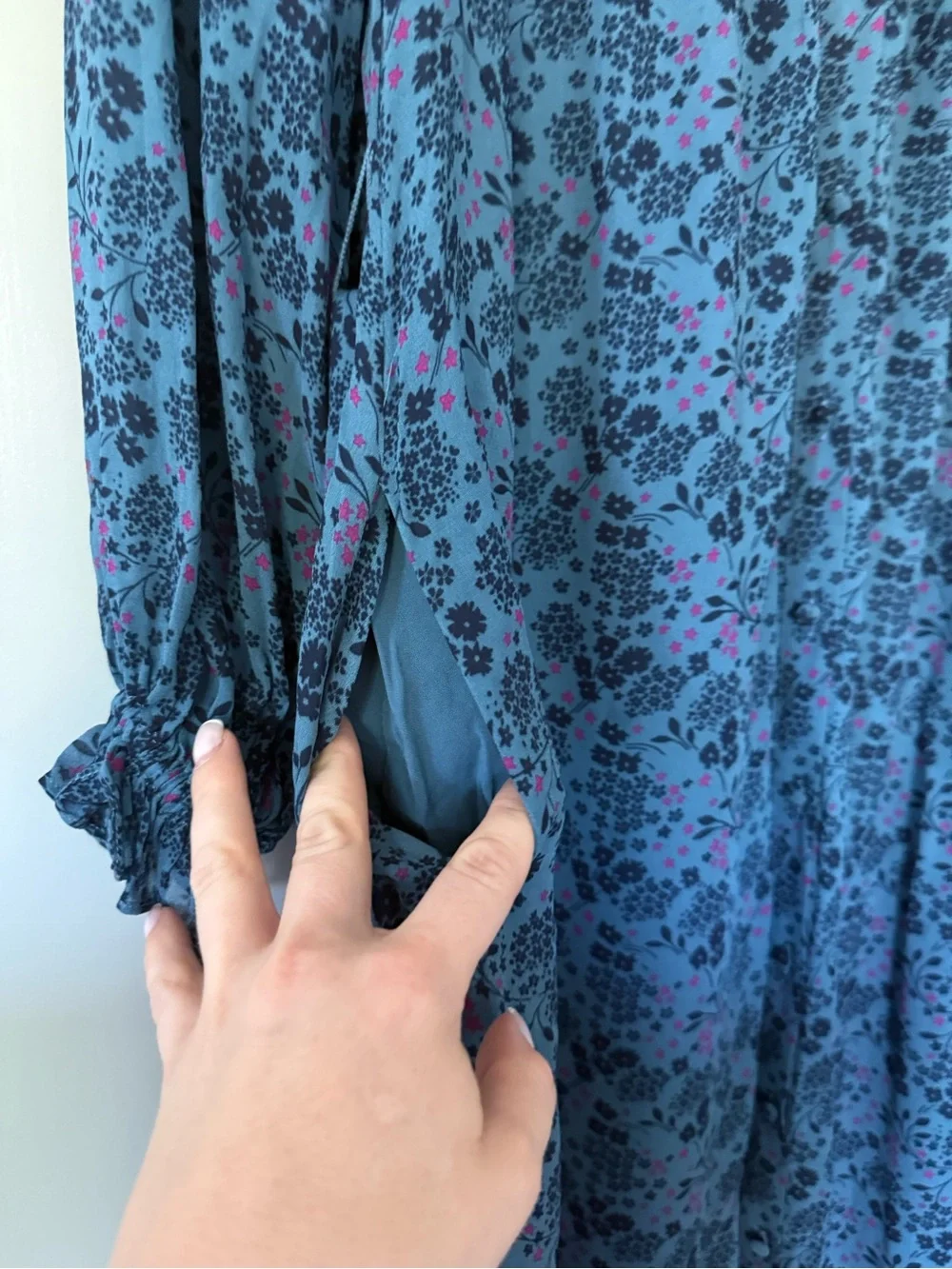 Boden Ruffle Yoke Midi Shirt Floral Dress Size 6